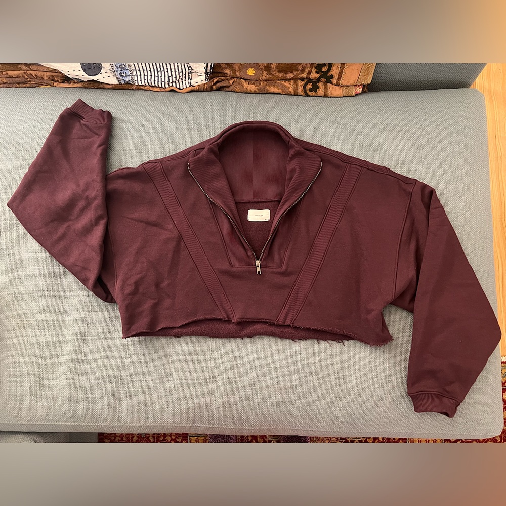 Joah Brown Retro Half-Zip Cutoff in Plum